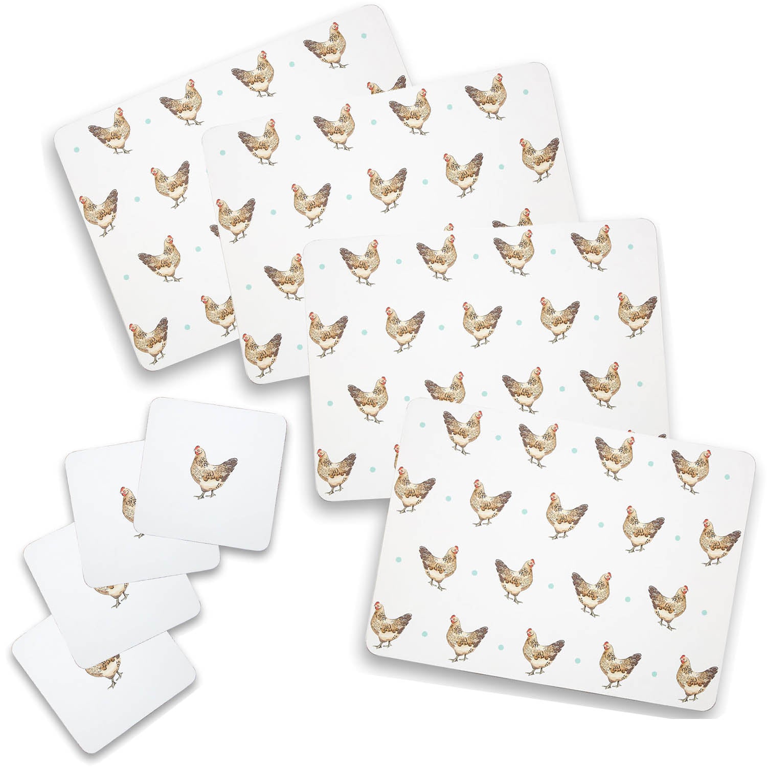 4pcs Mrs Henderson Coasters 4pcs Placemats
