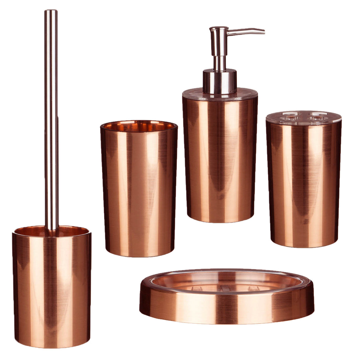 5-Piece Set Shine Rose Gold Bathroom Accessory Organizers