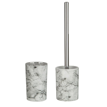 Set Of 2 Rome Grey Toothbrush Holder & Toilet Brush