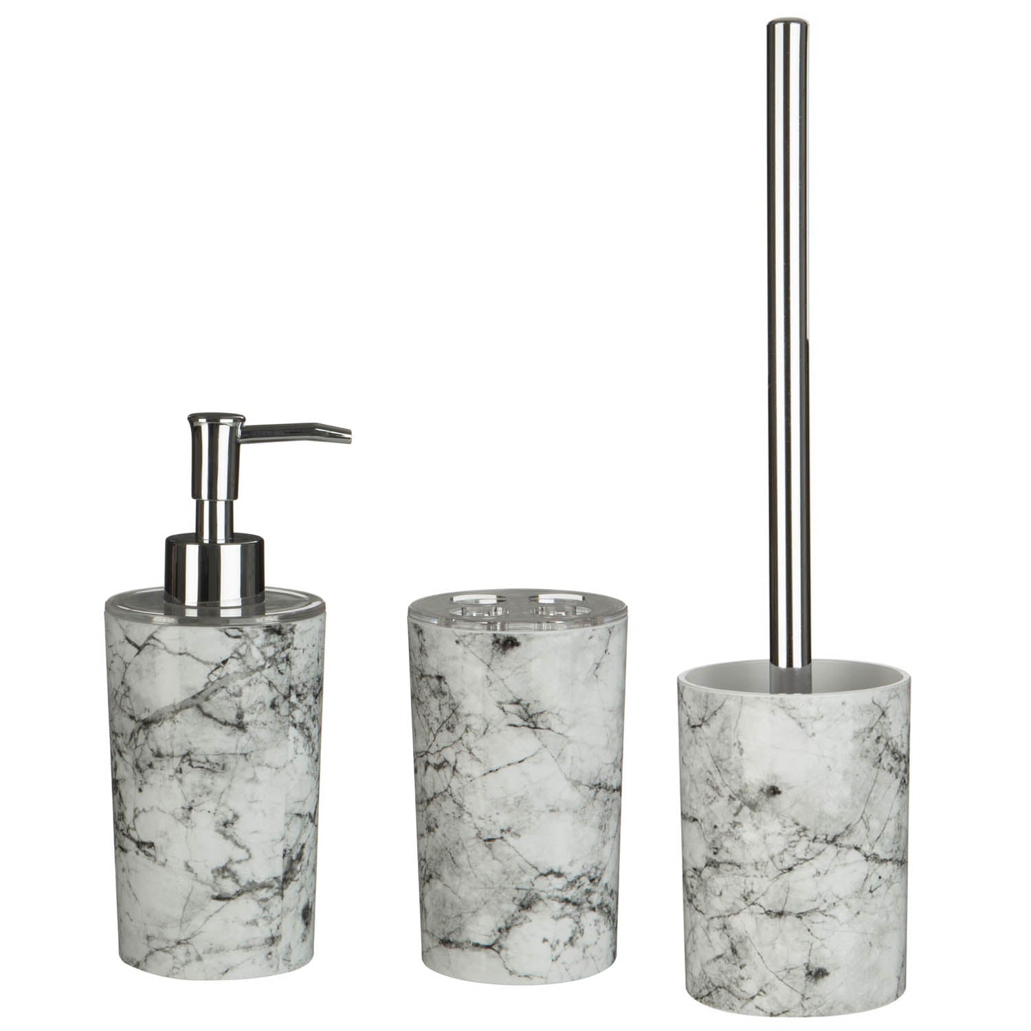 3-pc Rome Grey Liquid Dispenser Toothbrush Holder and Toilet Brush Set