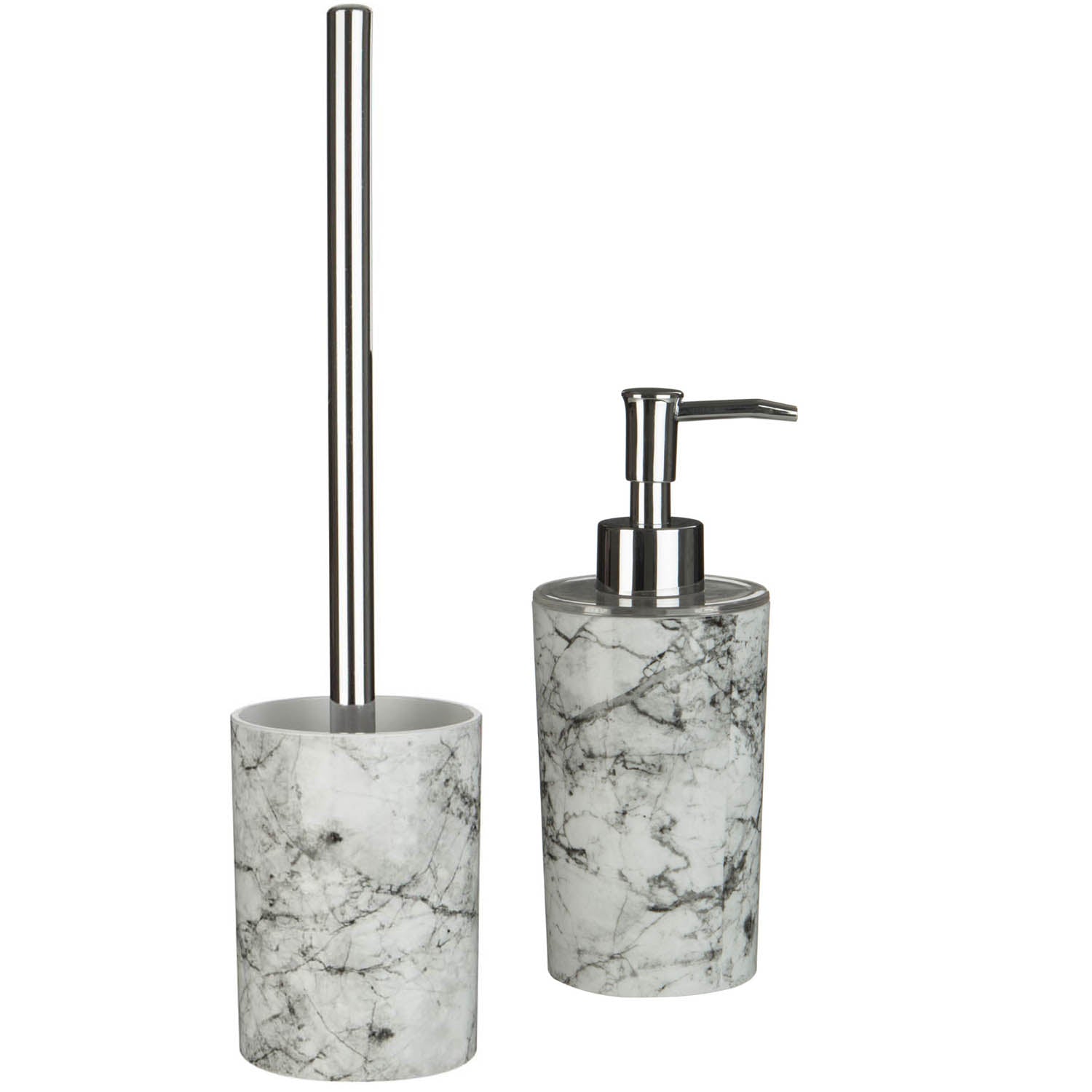 2-pc Rome Grey Liquid Dispenser and Toilet Brush Set