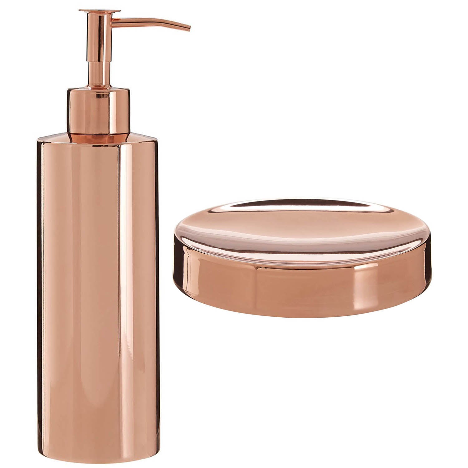 2-Piece Set Clara Rose Gold Stainless Steel Liquid Dispenser & Soap Dish