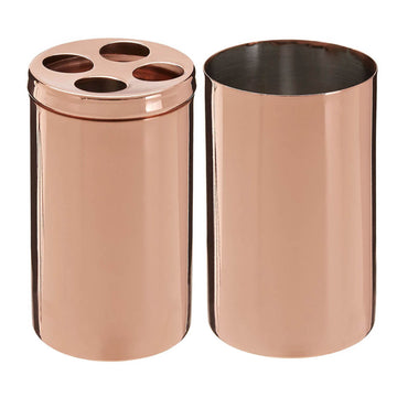 Set Of 2 Clara Rose Gold Toothbrush Holder & Bathroom Tumbler