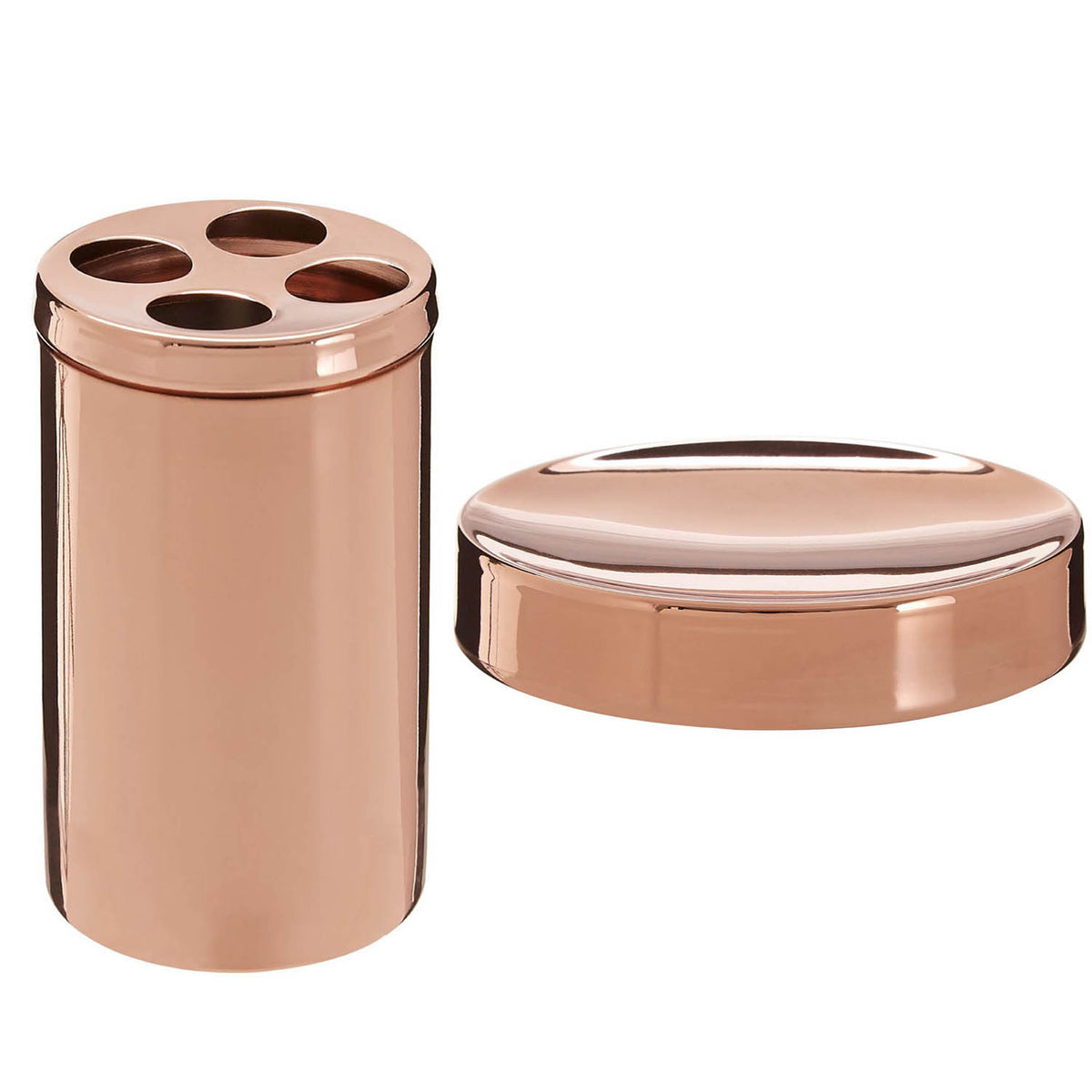 Set Of 2 Clara Rose Gold Toothbrush Holder & Soap Dish