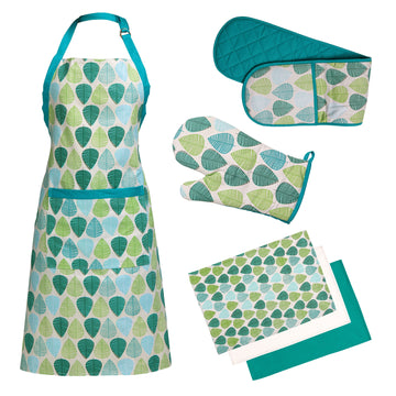 Apron Oven Glove and Tea Towel Set