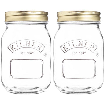2pcs Kilner 0.5L Clear Glass Storage Jars