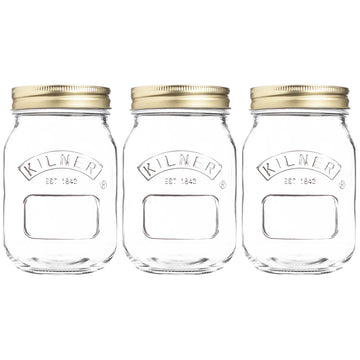 3pcs Kilner 0.5L Clear Glass Storage Jars