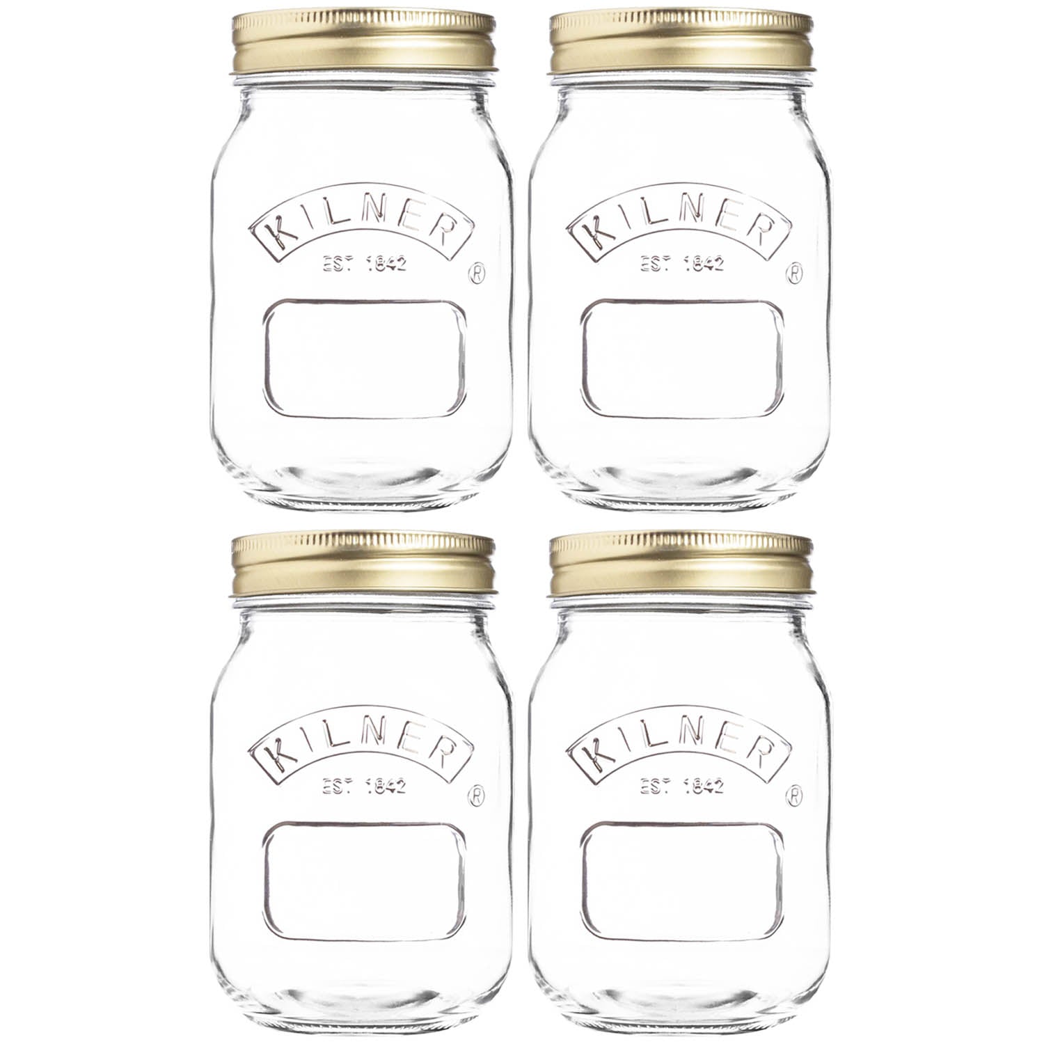 4pcs Kilner 0.5L Clear Glass Storage Jars