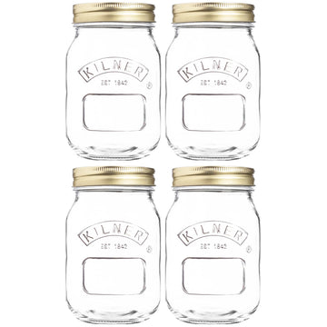 4pcs Kilner 0.5L Clear Glass Storage Jars