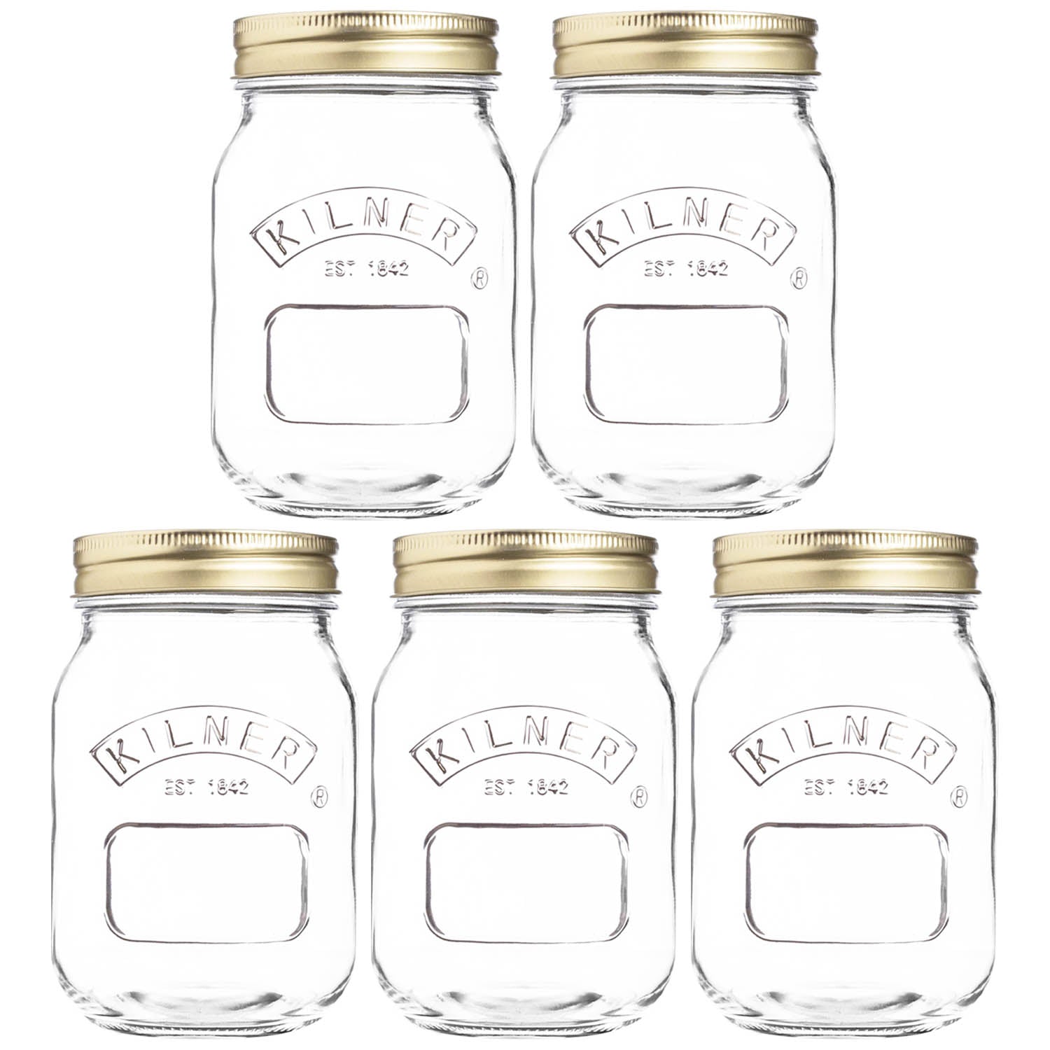 5pcs Kilner 0.5L Clear Glass Storage Jars