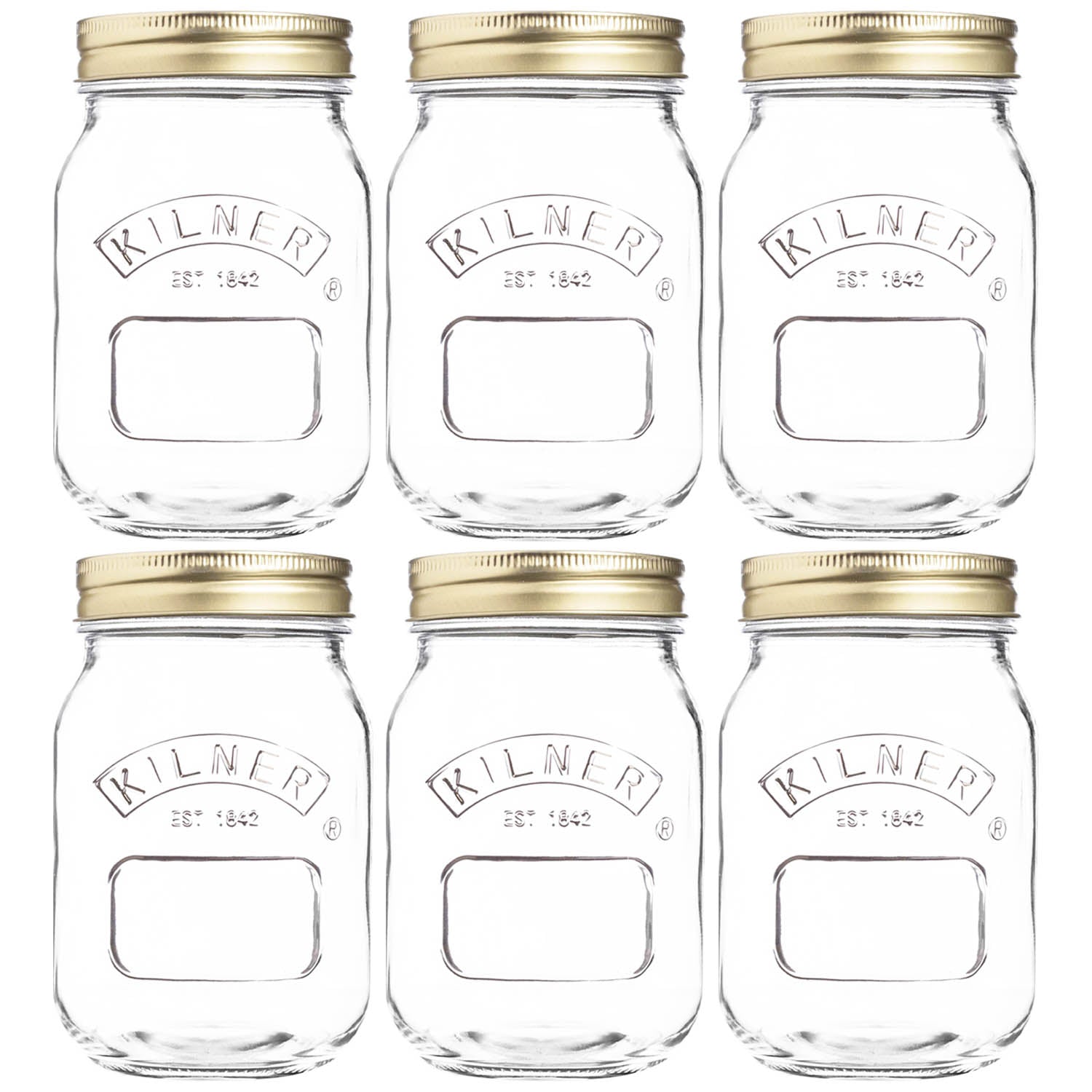 6pcs Kilner 0.5L Clear Glass Storage Jars