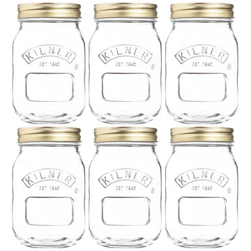 6pcs Kilner 0.5L Clear Glass Storage Jars