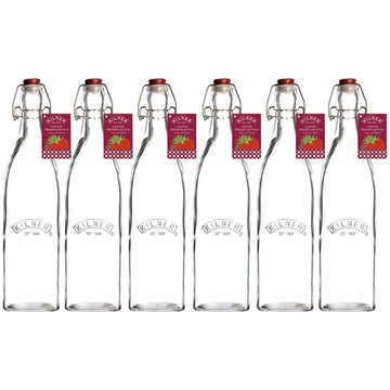 6pcs Kilner 1L Clip Top Glass Storage Bottles
