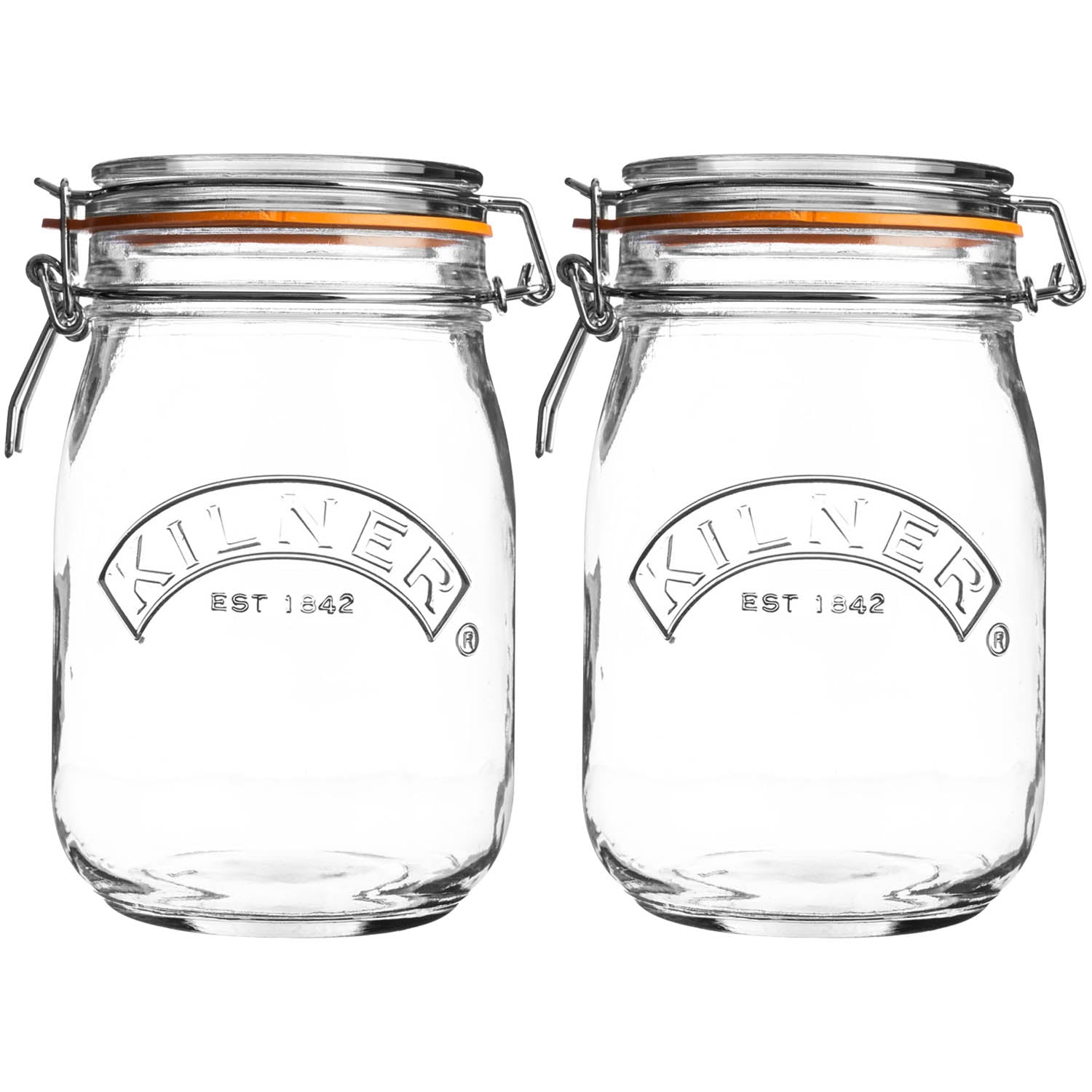 2pcs Kilner 1L Vintage Glass Clip Top Storage Jars