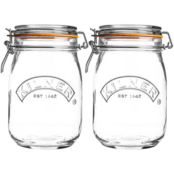 2pcs Kilner 1L Vintage Glass Clip Top Storage Jars