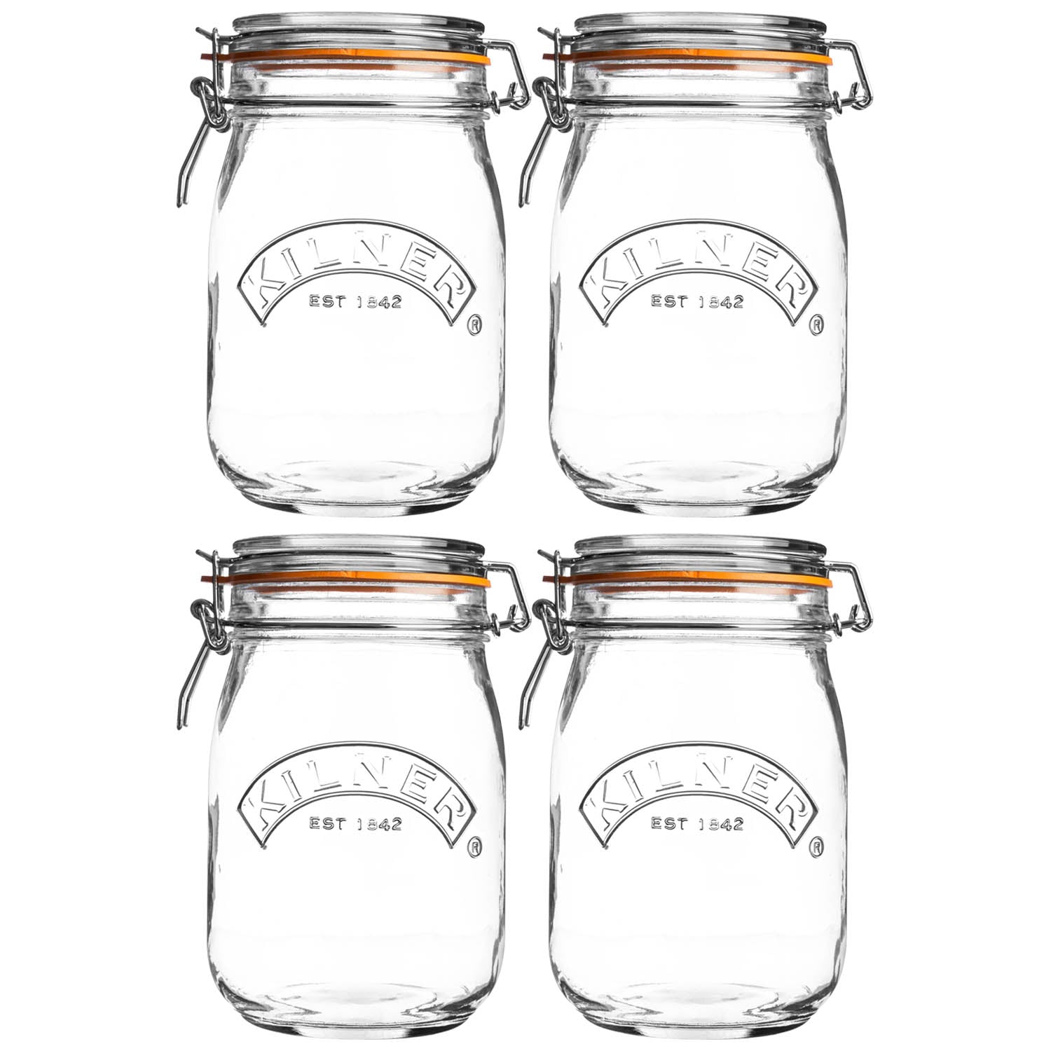 4pcs Kilner 1L Vintage Glass Clip Top Storage Jars