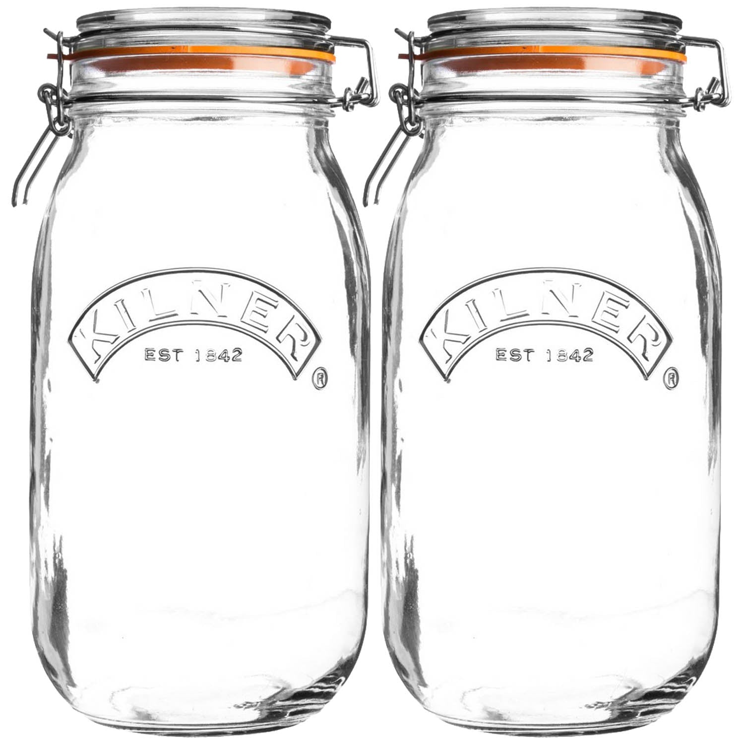 2Pcs Kilner 2L Round Clip Top Glass Storage Jars