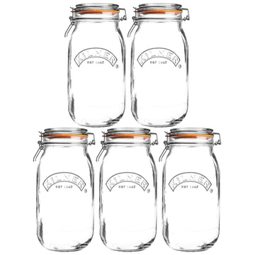 5Pcs Kilner 2L Round Clip Top Glass Storage Jars