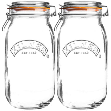 2Pcs Kilner 3L Round Clip Top Glass Storage Jars