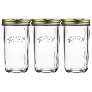 3Pcs Kilner 500ml Wide Mouth Clear Glass Storage Jars