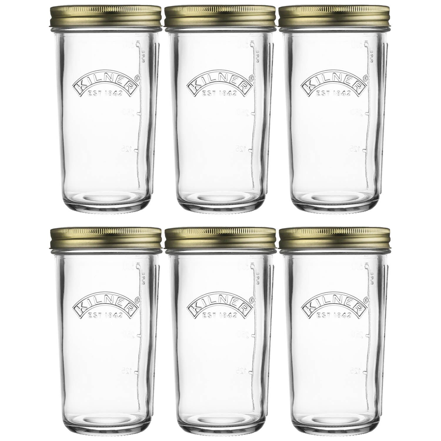 6Pcs Kilner 500ml Wide Mouth Clear Glass Storage Jars