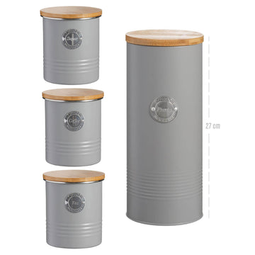 Typhoon Living Grey Tea Sugar Coffee Canisters & Tall Pasta Canister Set