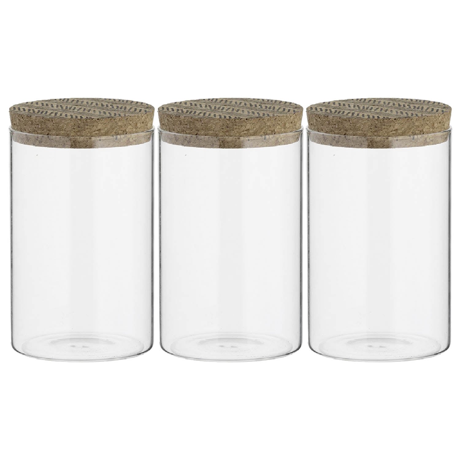 Monochrome 3pc 950ml Glass Storage Jars