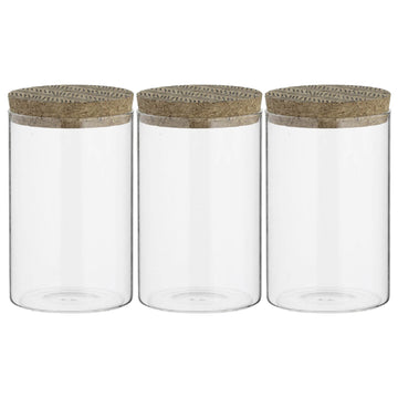 Monochrome 3pc 950ml Glass Storage Jars