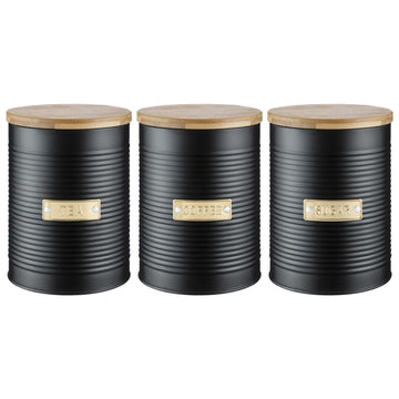 4Pcs Typhoon Otto Black Tea Coffee Sugar Storage Canisters & Utensils Holder