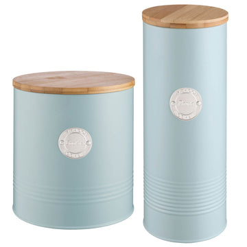 2Pcs Typhoon Blue Pasta Storage Jar & Biscuit Canister