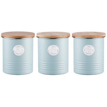 6Pcs Typhoon Blue Coffee Tea Sugar Biscuit Canisters Pasta Jars & Utensil Holder