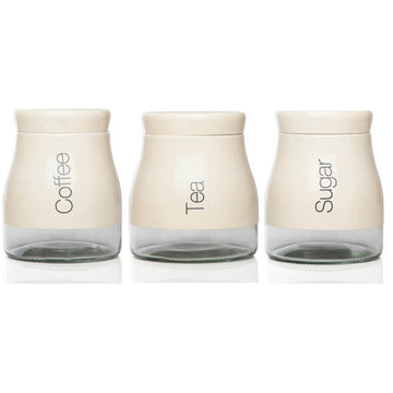 3Pcs Cream Coffee Tea Sugar Storage Jars