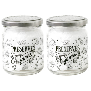 2pcs 250ml Glass Jam Preserving Storage Jar w/ Quotes