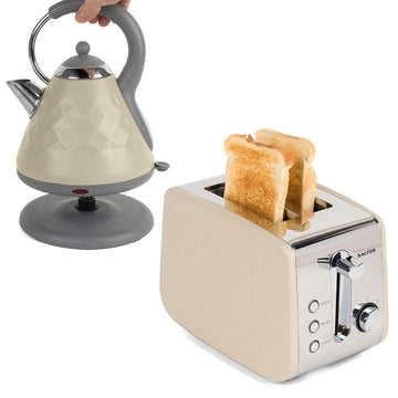 Set Of 2 Salter 2-Slice Grey Toaster Kettle