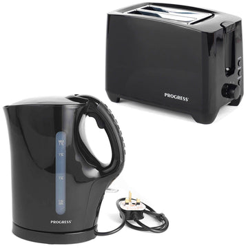 Set Of 2 Black Electric Toaster And Kettle
