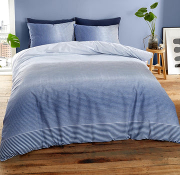 Catherine Lansfield Graded Stripe Duvet Cover Set, King, Blue