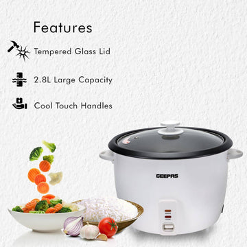 Automatic White 2.8L Rice Cooker Maker 1000W Steamer Non-Stick Pot