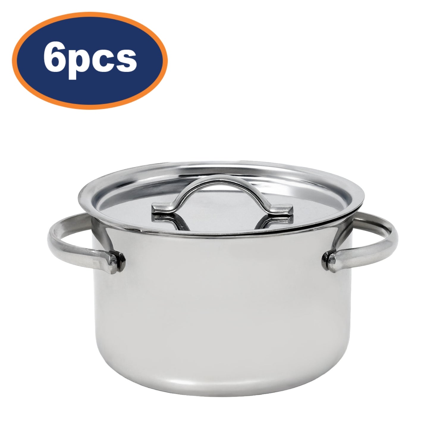 6Pcs 18/10 Stainless Steel Mirror Finish 10.7cm Grunwerd Mini Casserole Pot with Lid