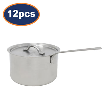 12Pcs 18/10 Stainless Steel Satin Finish 10.7cm Grunwerg Mini Sauce Pan with Lid