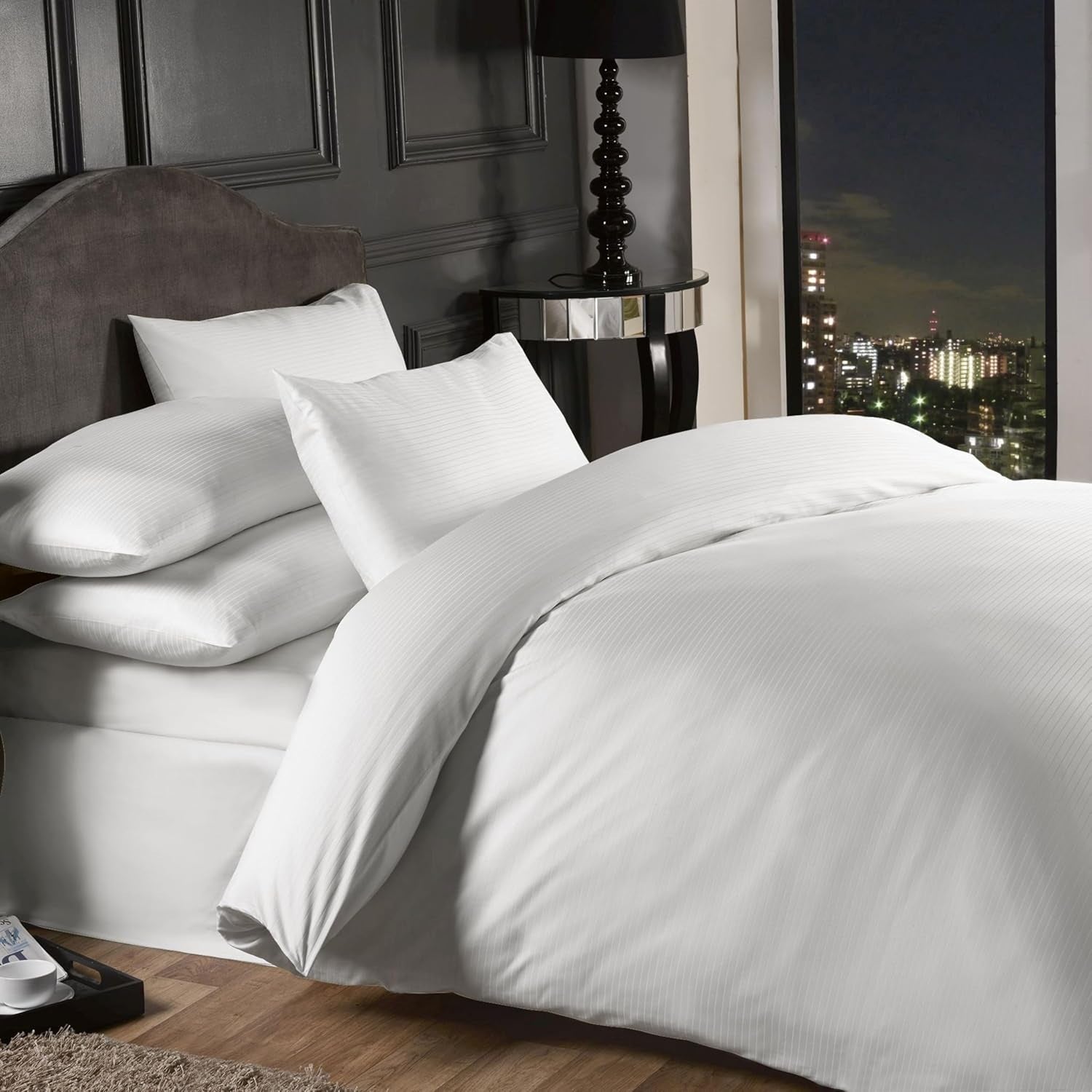 1000 Thread Count Duvet Cover Set Cotton Rich, Double, White