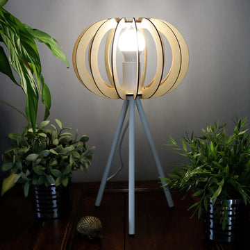 White Danese Oak Tripod Table Lamp