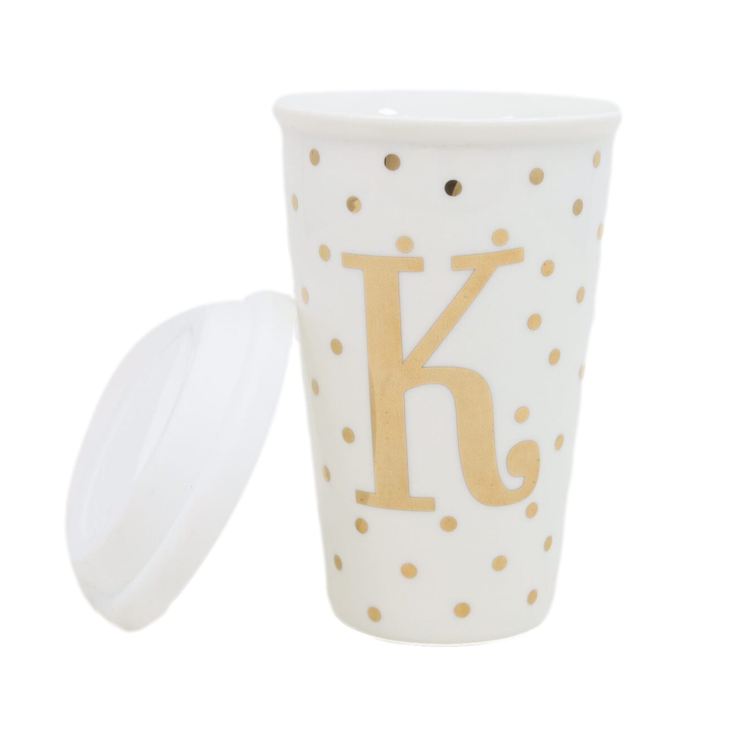 200ml Gold K Letter Double Walled Travel Mug