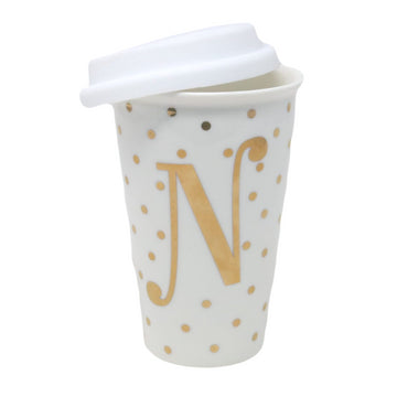 200ml Gold N Letter Double Walled Travel Mug