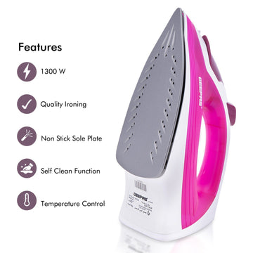 1300W Handheld Corded Steam Iron Nonstick Easy Gliding Soleplate