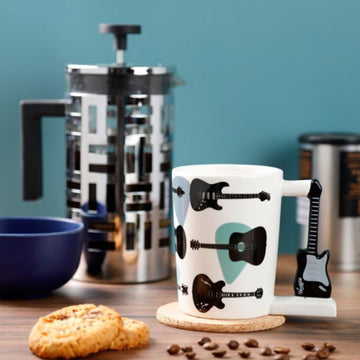 Guitar Mug Coffee Tea Telecaster Electic Design Handle Porcelain Novelty Mug