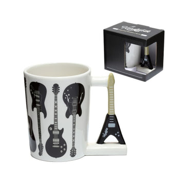 Guitar Mug Coffee Tea Flying V Electic Rock Design Handle Porcelain Novelty Mug
