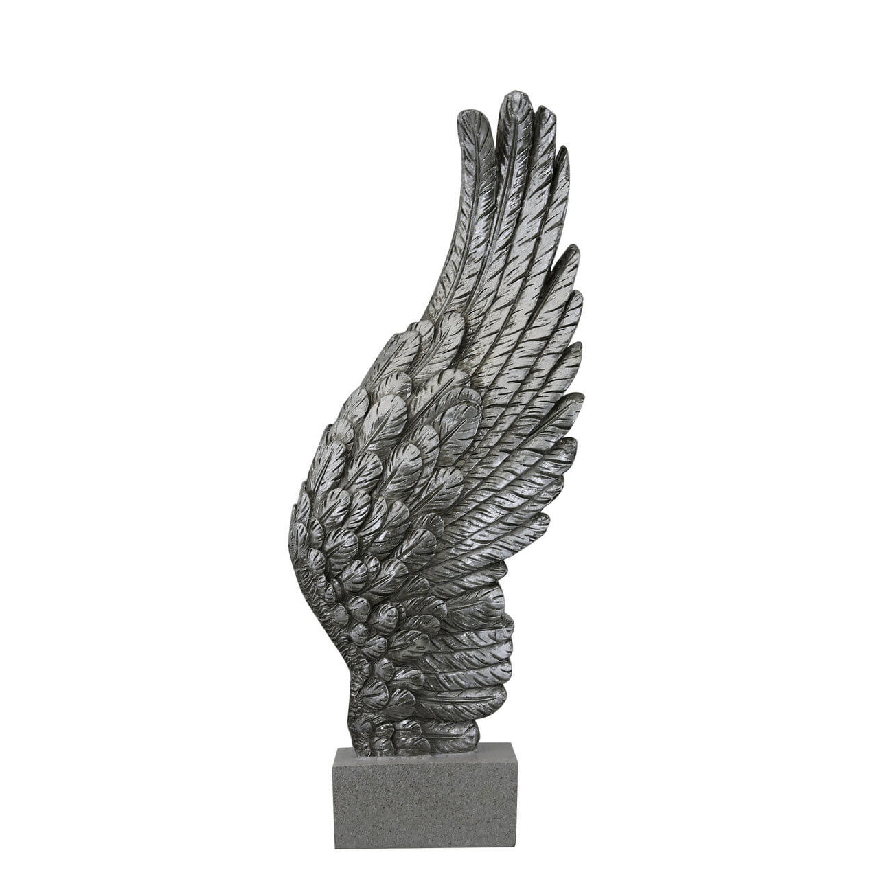 49.5cm Silver Right Angel Wing on Plinth Ceramic Sculpture