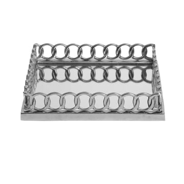 Large Chrome Chain Link Mirrored Base Display Tray