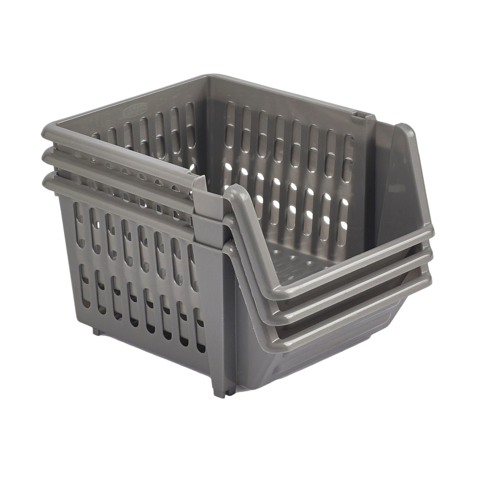 3Tier Stackable Fruit Vegetable Basket Plastic Grey