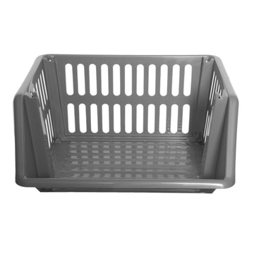 35cm Stackable Fruit Vegetable Basket Plastic Grey